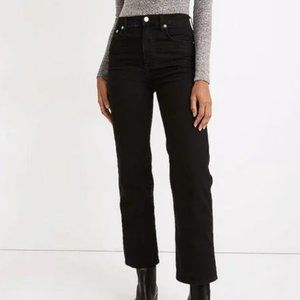 Madewell Petite Slim Wide-Leg Jeans in Lunar Wash Black 24P